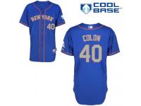 Royal Blue Bartolo Colon Men #40 Majestic MLB New York Mets Cool Base Alternate Road Jersey