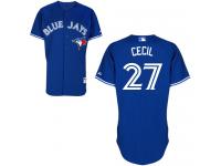 Royal Blue Brett Cecil Men #27 Majestic MLB Toronto Blue Jays Alternate Jersey