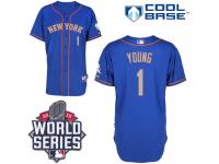 Royal Blue Chris Young Men #1 Majestic MLB New York Mets 2015 World Series Cool Base Alternate Road Jersey