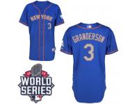 Royal Blue Curtis Granderson Men #3 Majestic MLB New York Mets 2015 World Series Cool Base Alternate Road Jersey