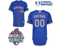 Royal Blue Customized Men Majestic MLB New York Mets 2015 World Series Cool Base Alternate Road Jersey