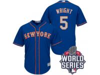 Royal Blue David Wright Women #5 Majestic MLB New York Mets 2015 World Series Cool Base Alternate Road Jersey