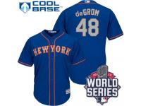 Royal Blue Jacob DeGrom Women #48 Majestic MLB New York Mets 2015 World Series Cool Base Alternate Road Jersey