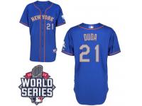 Royal Blue Lucas Duda Men #21 Majestic MLB New York Mets 2015 World Series Cool Base Alternate Road Jersey