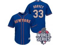 Royal Blue Matt Harvey Women #33 Majestic MLB New York Mets 2015 World Series Cool Base Alternate Road Jersey