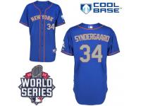 Royal Blue Noah Syndergaard Men #34 Majestic MLB New York Mets 2015 World Series Cool Base Alternate Road Jersey