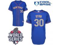 Royal Blue Nolan Ryan Men #30 Majestic MLB New York Mets 2015 World Series Cool Base Alternate Road Jersey