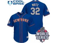 Royal Blue Steven Matz Men #32 Majestic MLB New York Mets 2015 World Series Cool Base Alternate Road Jersey