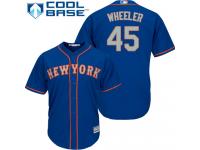 Royal Blue  Zack Wheeler Men's Jersey #45 Cool Base MLB New York Mets Majestic Alternate Road