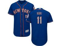 Royal Gray Authentic Norichika Aoki Alternate Road Men's Jersey #11 Flex Base MLB New York Mets Majestic