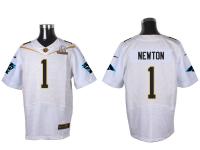 Super Bowl 50 Nike Carolina Panthers #1 Cam Newton Men Elite White Jerseys