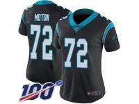 Taylor Moton Women's Black Limited Jersey #72 Football Home Carolina Panthers 100th Season Vapor Untouchable