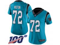 Taylor Moton Women's Blue Limited Jersey #72 Football Alternate Carolina Panthers 100th Season Vapor Untouchable