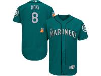 Teal Green Norichika Aoki Men #8 Majestic MLB Seattle Mariners Flexbase Collection Jersey