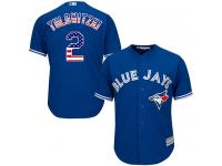 Toronto Blue Jays #2 Troy Tulowitzki Majestic USA Flag Fashion Jersey - Royal