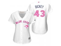 Toronto Blue Jays #43 R. A. Dickey Women Majestic 2016 Monther's Day Jersey - White