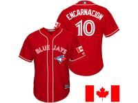 Toronto Blue Jays Edwin Encarnacion #10 Majestic 2016 Canada Day Red Cool Base Jersey