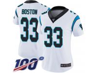 Tre Boston Women's White Limited Jersey #33 Football Road Carolina Panthers 100th Season Vapor Untouchable