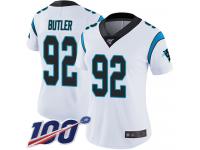 Vernon Butler Women's White Limited Jersey #92 Football Road Carolina Panthers 100th Season Vapor Untouchable