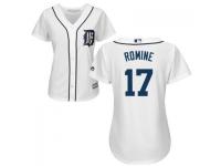 White Andrew Romine Women #17 Majestic MLB Detroit Tigers 2016 New Cool Base Jersey