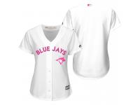 White Blank Women Majestic MLB Toronto Blue Jays 2016 Mother Day Cool Base Jersey