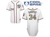 White Bryce Harper Men #34 Majestic MLB Washington Nationals USMC Cool Base Jersey