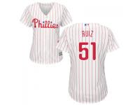 White Carlos Ruiz Women #51 Majestic MLB Philadelphia Phillies 2016 New Cool Base Jersey