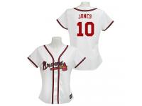 White Chipper Jones Women #10 Majestic MLB Atlanta Braves Jersey