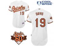 White Chris Davis Youth #19 Majestic MLB Baltimore Orioles Cool Base Home Jersey