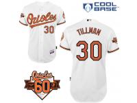 White Chris Tillman Men #30 Majestic MLB Baltimore Orioles Cool Base Home Jersey