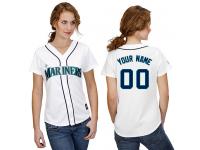 White Customized Women Majestic MLB Seattle Mariners Cool Base Home Jersey