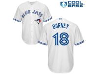 White Darwin Barney Men #18 Majestic MLB Toronto Blue Jays Cool Base Home Jersey