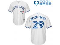 White Devon Travis Men #29 Majestic MLB Toronto Blue Jays Cool Base Home Jersey