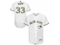 White J.A. Happ Men #33 Majestic MLB Toronto Blue Jays 2016 Memorial Day Fashion Flex Base Jersey