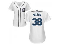 White Justin Wilson Women #38 Majestic MLB Detroit Tigers 2016 New Cool Base Jersey