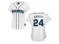 White Ken Griffey Women #24 Majestic MLB Seattle Mariners Jersey