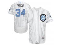 White Kerry Wood Men #34 Majestic MLB Chicago Cubs 2016 Father Day Fashion Flex Base Jersey