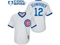 White Kyle Schwarber Men #12 Majestic MLB Chicago Cubs Cooperstown Home Jersey