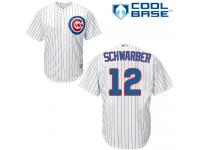 White Kyle Schwarber Youth #12 Majestic MLB Chicago Cubs Cool Base Home Jersey