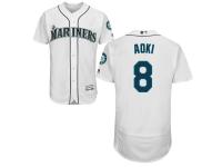 White Norichika Aoki Men #8 Majestic MLB Seattle Mariners Flexbase Collection Jersey