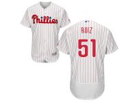 White Pinstripe Carlos Ruiz Men #51 Majestic MLB Philadelphia Phillies Flexbase Collection Jersey