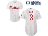 White Pinstripe Chuck Klein Men #3 Majestic MLB Philadelphia Phillies Cool Base Home Jersey