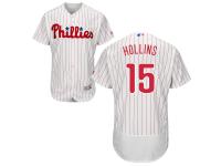 White Pinstripe Dave Hollins Men #15 Majestic MLB Philadelphia Phillies Flexbase Collection Jersey