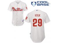 White Pinstripe John Kruk Men #29 Majestic MLB Philadelphia Phillies Cool Base Home Jersey