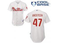White Pinstripe Larry Andersen Men #47 Majestic MLB Philadelphia Phillies Cool Base Home Jersey