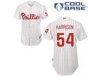White Pinstripe Matt Harrison Men #54 Majestic MLB Philadelphia Phillies Cool Base Home Jersey