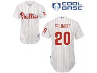 White Pinstripe Mike Schmidt Men #20 Majestic MLB Philadelphia Phillies Cool Base Home Jersey