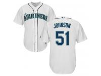 White Randy Johnson Men #51 Majestic MLB Seattle Mariners Cool Base Home Jersey