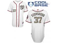 White Stephen Strasburg Men #37 Majestic MLB Washington Nationals USMC Cool Base Jersey