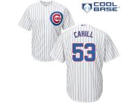 White Trevor Cahill Men #53 Majestic MLB Chicago Cubs Cool Base Home Jersey